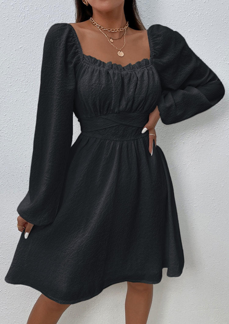 

Mini Dresses Ruffled Zipper Long Sleeve Mini Dress in Black. Size