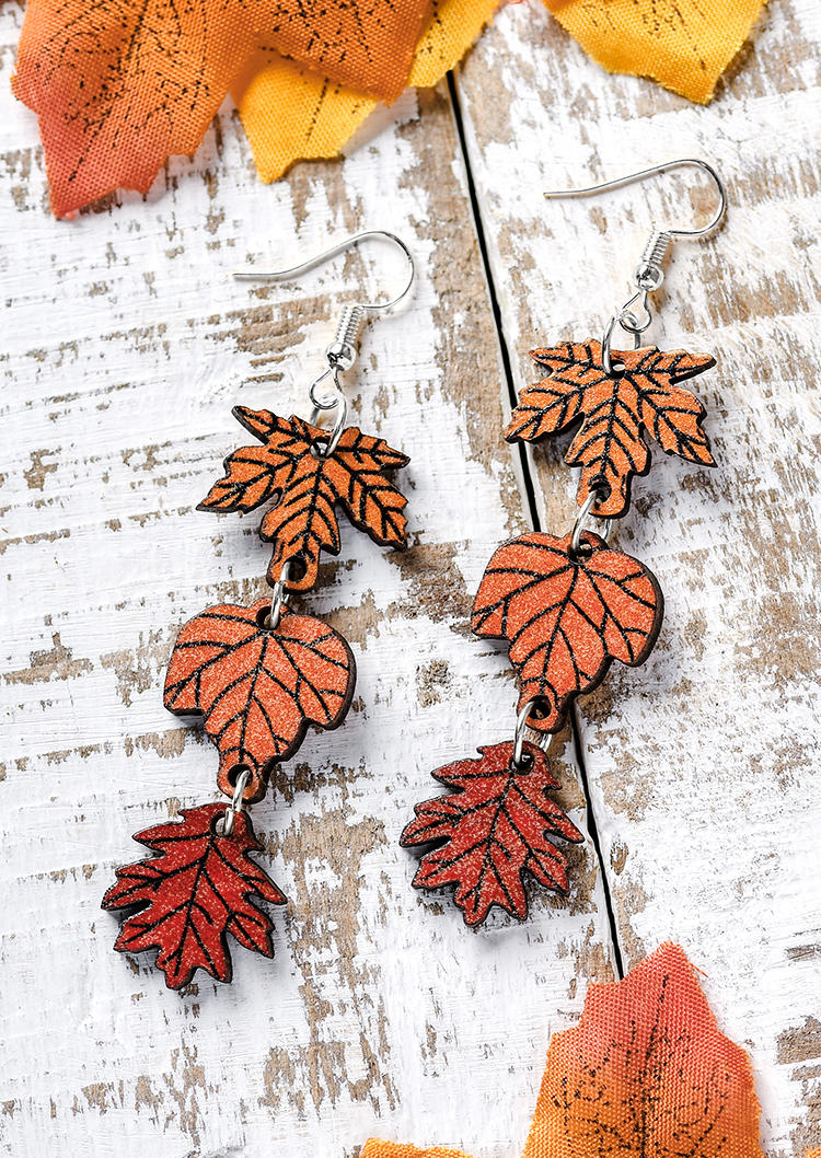 

Earrings Maple Leaf Wooden Earrings in Multicolor. Size