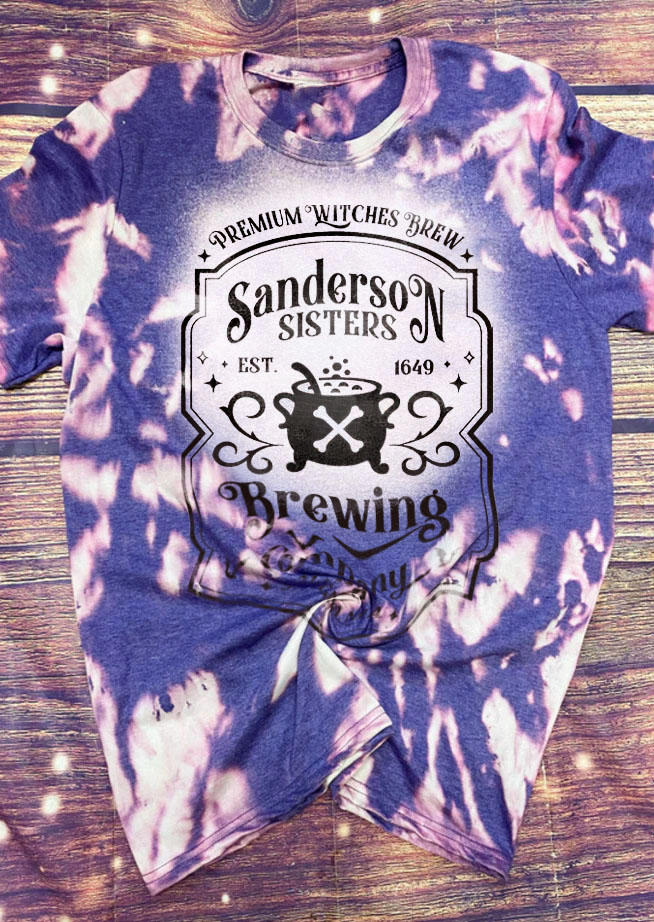

T-shirts Tees Halloween Witches Tie Dye O-Neck T-Shirt Tee in Multicolor. Size: L,M