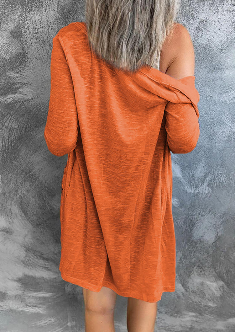 Button Long Sleeve Casual Cardigan - Orange