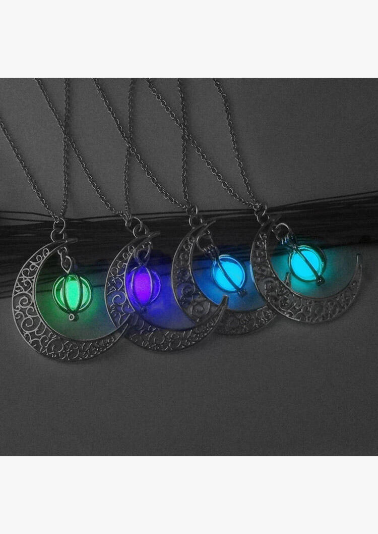 

Necklaces Halloween Crescent Moon Glow Bead Necklace in Pink. Size