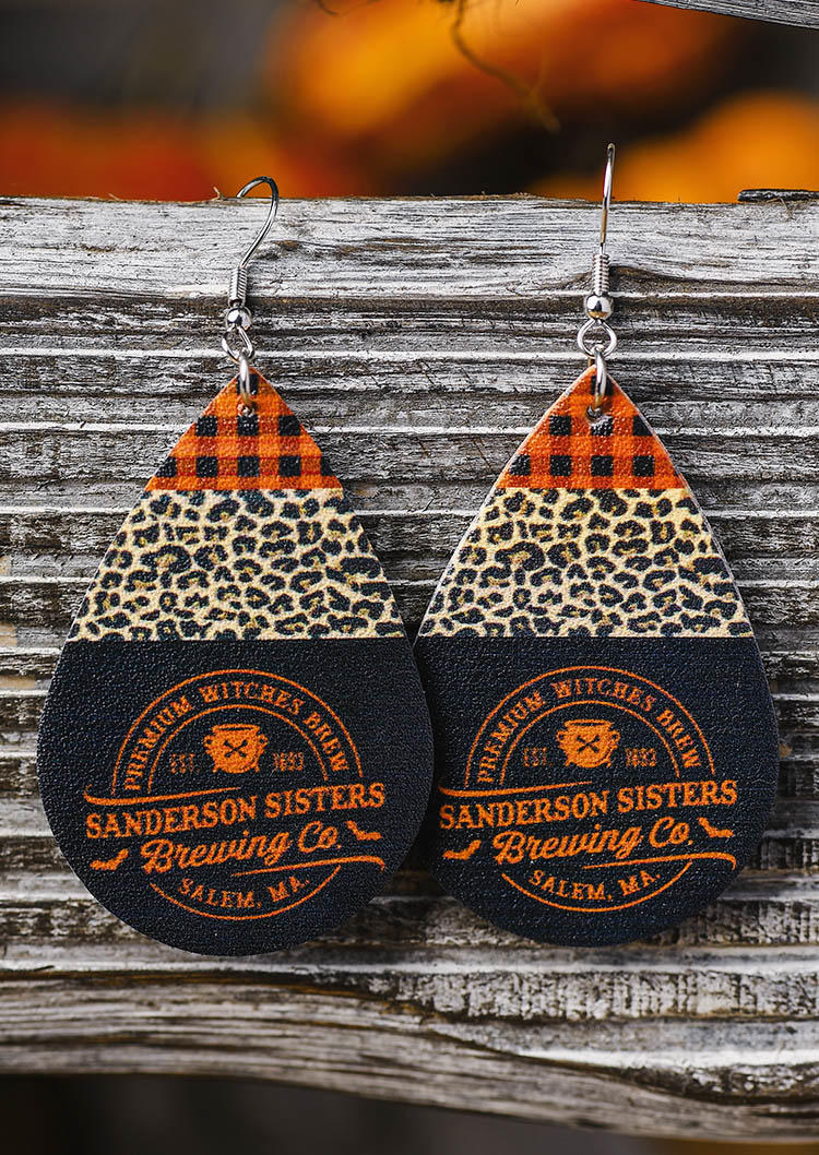 Earrings Halloween Witch Plaid Leopard Earrings in Multicolor. Size: One Size