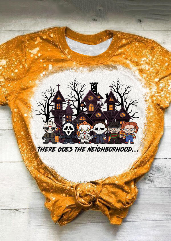 

T-shirts Tees Halloween There Goes The Neighborhood Bleached T-Shirt Tee in Orange. Size: L