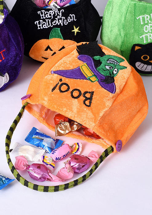 

Bags Happy Halloween Boo Pumpkin Face Candy Bag in Orange. Size