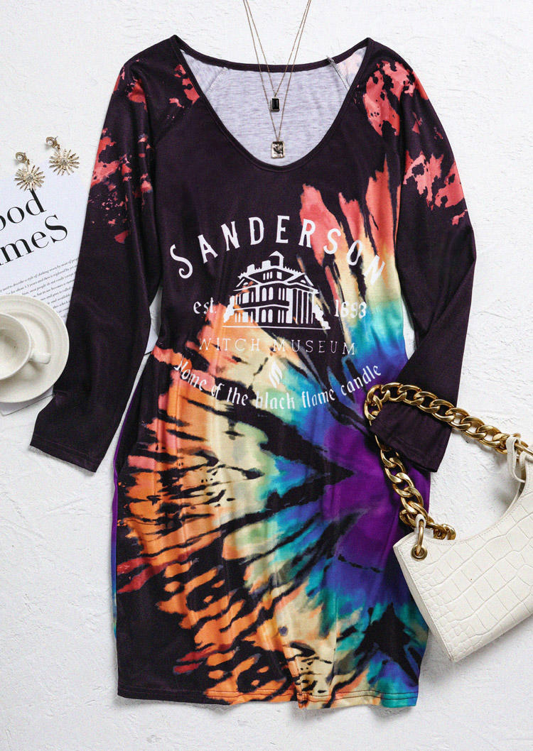 Mini Dresses Halloween Home Of The Black Flame Candle Reverse Tie Dye  Pocket Mini Dress in Multicolor. Size: L,M,S,XL