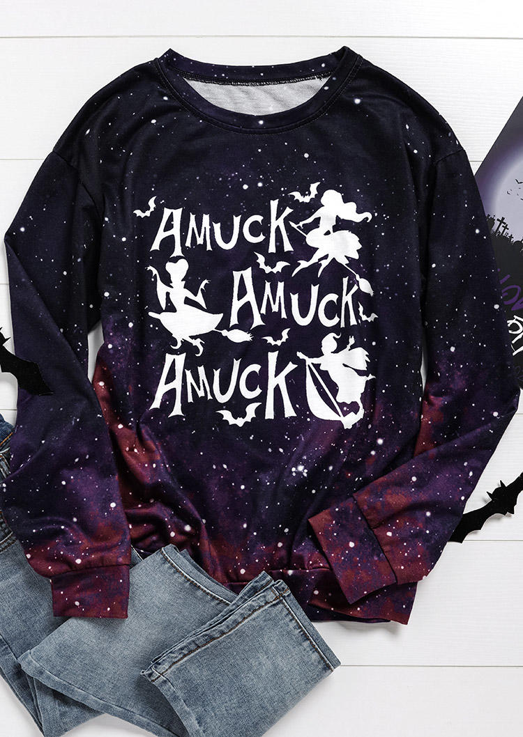 Sweatshirts Halloween Amuck Tie Dye Witch Pullover Sweatshirt in Multicolor. Size: L,M,S,XL