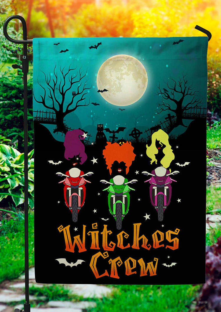Garden Flag Halloween Witches Crew Bat Garden Flag Ornament in Multicolor. Size: One Size