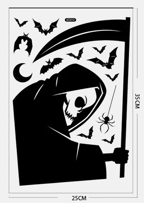 

4Pcs Halloween Ghost Silhouette Window Sticker Set Ornament in Black. Size