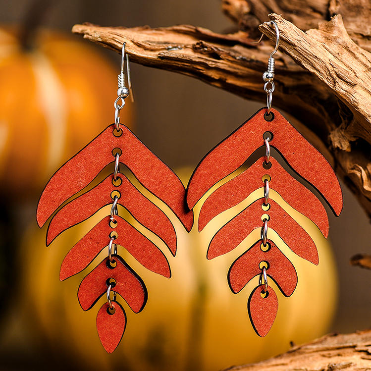 Bohemian Leaf Alloy Hook Earrings