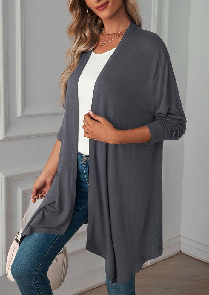 Cardigans Long Sleeve Open Front Cardigan in Gray. Size: L,M,S,XL