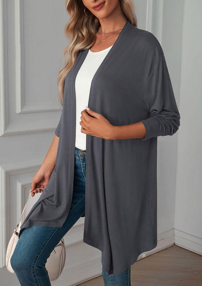 

Cardigans Long Sleeve Open Front Cardigan in Gray. Size