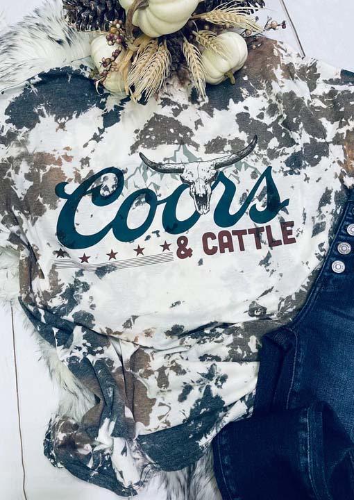 T-shirts Tees Coors & Cattle Steer Skull Tie Dye T-Shirt Tee in Multicolor. Size: XL