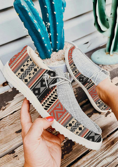Aztec Geometric Slip On Flat Sneakers
