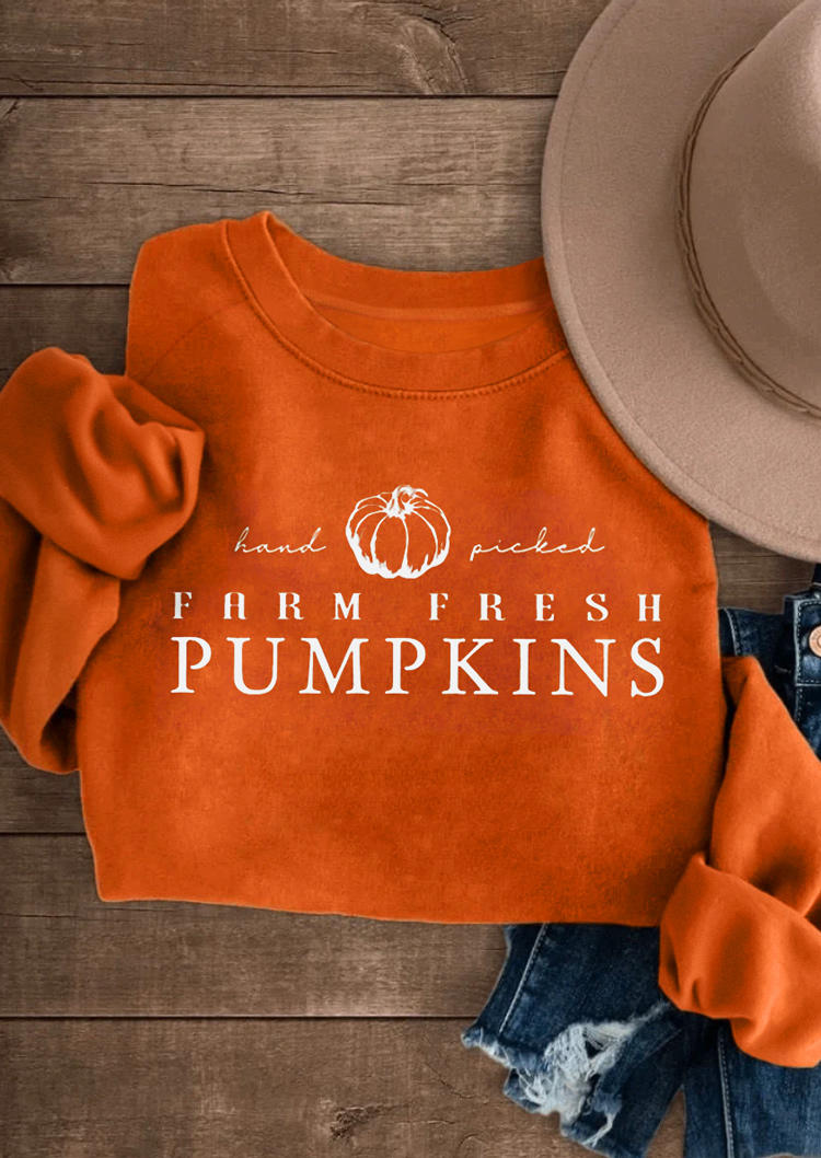 

Sweatshirts Hand Picked Farm Fresh Pumpkins Pullover Sweatshirt in Orange. Size: L,M