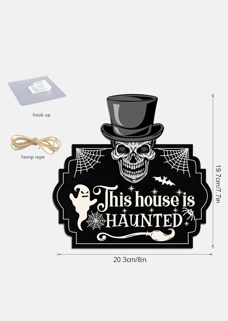 

Halloween This House Is Haunted Skull Pendant Ornament in Black. Size