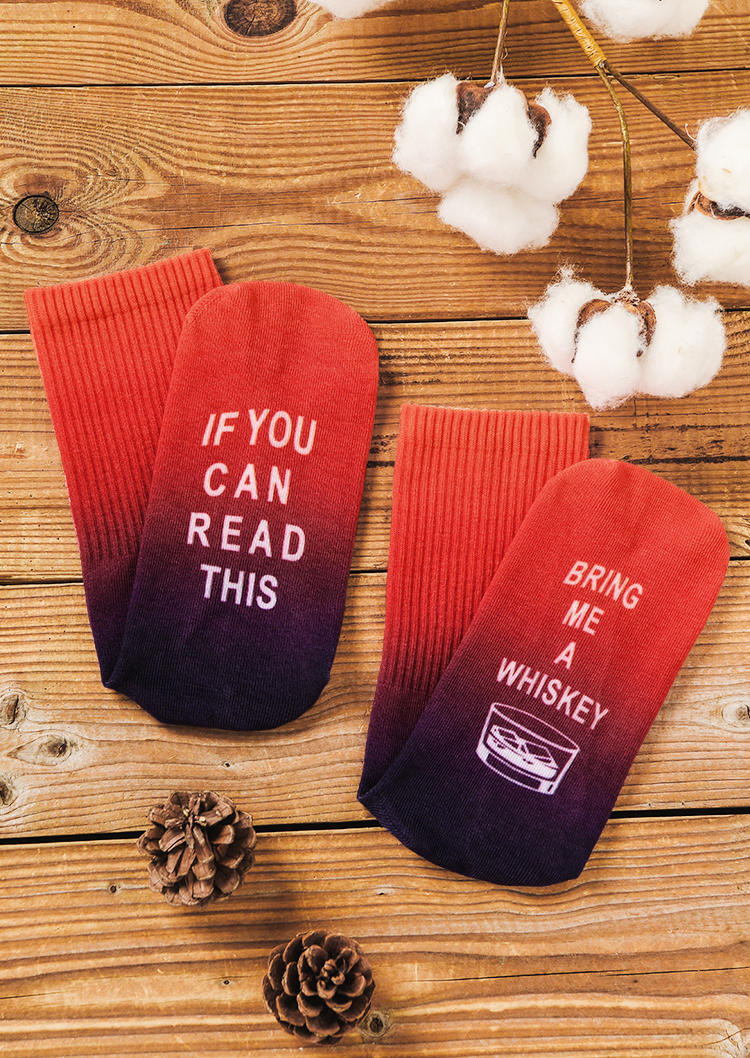 

Crew Socks If You Can Read This Bring Me A Whiskey Gradient Crew Socks in Multicolor. Size