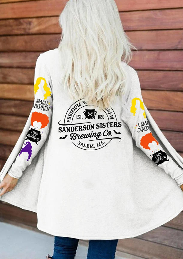 

Cardigans Halloween Witch Long Sleeve Cardigan in White. Size: L,M,,XL