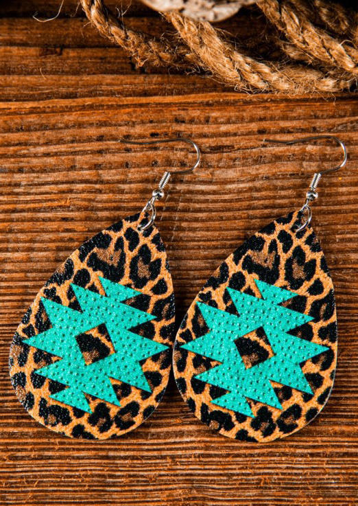 

Earrings Aztec Geometric Leopard Water Drop Earrings in Multicolor. Size