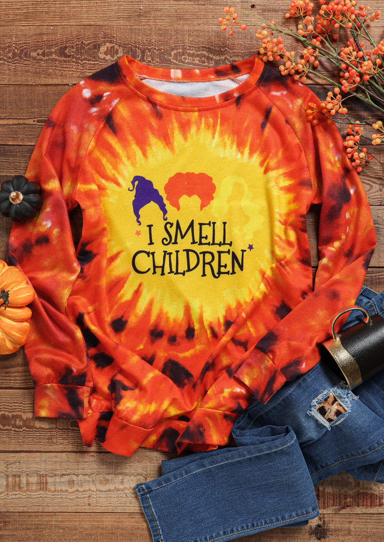Sweatshirts Halloween I Smell Children Tie Dye Sweatshirt in Multicolor. Size: L,M,S