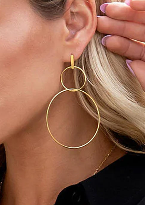 

Earrings Circle Alloy Hook Earrings in Gold. Size