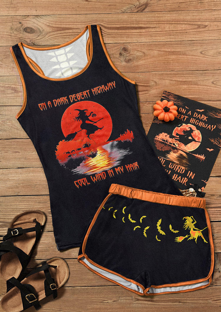 

Sleepwear Halloween On A Dark Desert Highway Cool Wind In My Hair Tank And Shorts Pajamas Set in Black. Size