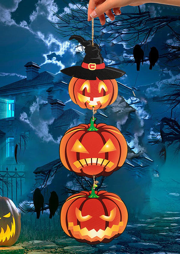 Happy Halloween Spooky Hanging Ornament in Multicolor,Orange. Size: One Size