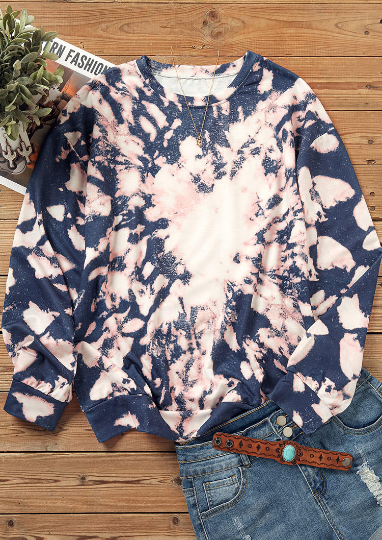 

Sweatshirts Tie Dye Bleached Pullover Sweatshirt in Multicolor. Size