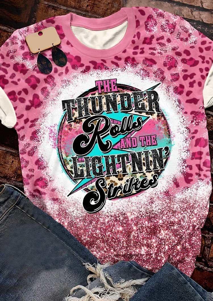 

T-shirts Tees Lightning Leopard Glitter T-Shirt Tee in Pink. Size