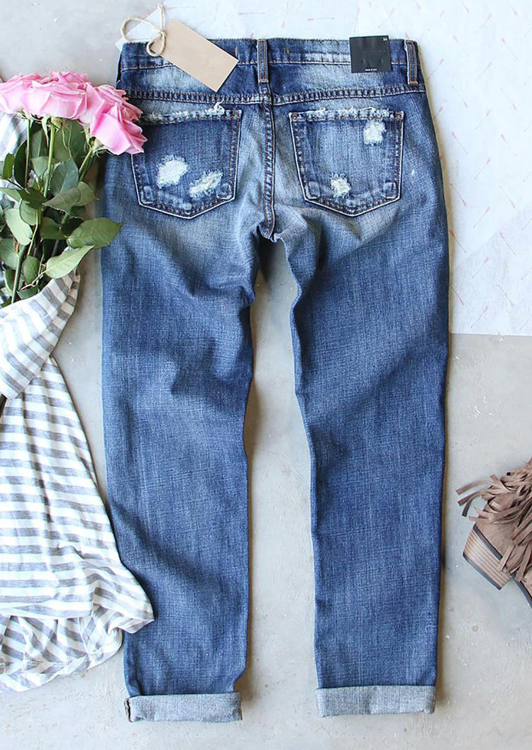 

Pants Halloween Help Ripped Denim Pants in Blue. Size: L,M,,XL