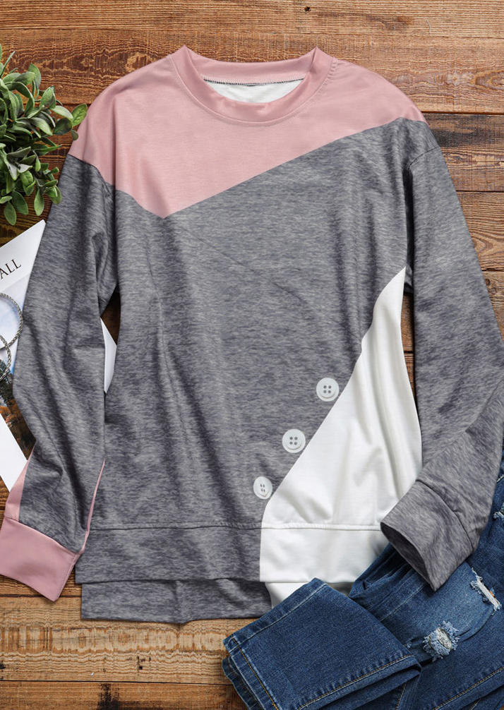 Color Block Pullover Casual Sweatshirt