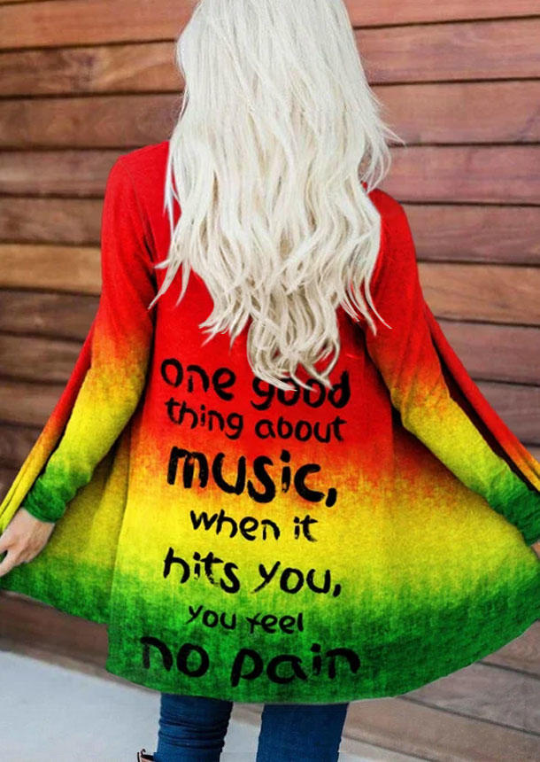 

Cardigans One Good Thing About Music When It Hits You Feel No Pain Cardigan in Multicolor. Size: L,M,,XL
