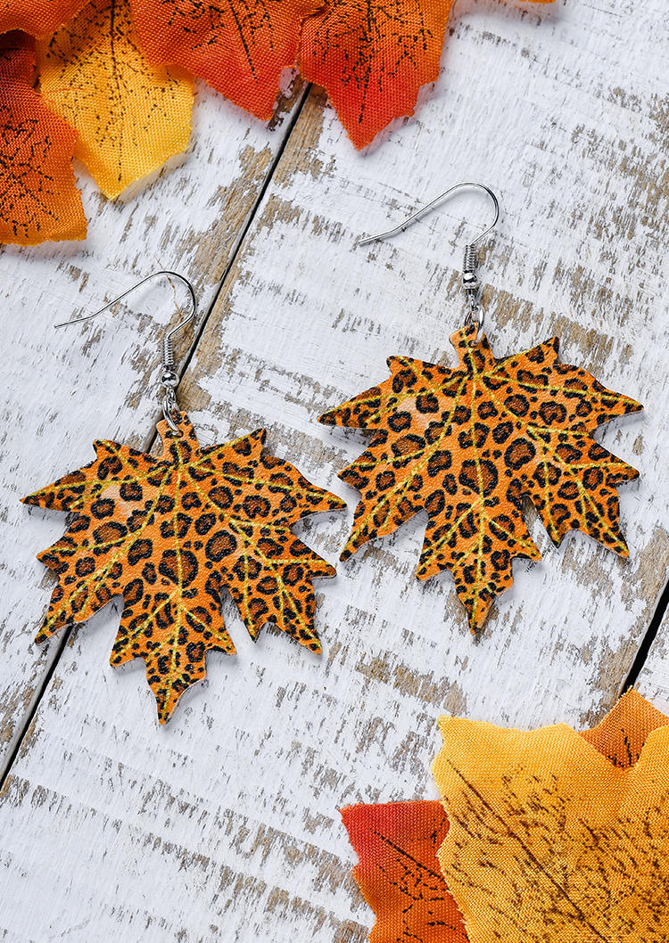 

Earrings Maple Leaf Leopard Earrings in Multicolor. Size