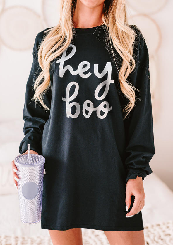 

Mini Dresses Hey Boo Long Sleeve Sweatshirt Mini Dress in Black. Size: L,,XL