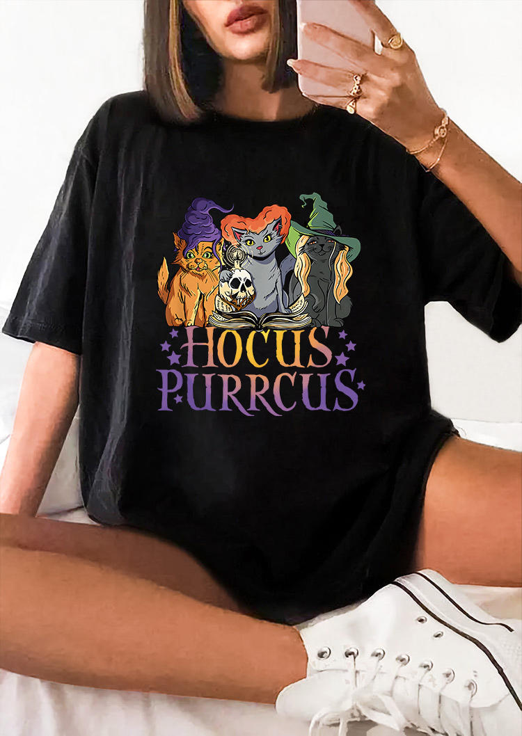 

T-shirts Tees Halloween Hocus Purrcus Cat T-Shirt Tee in Black. Size