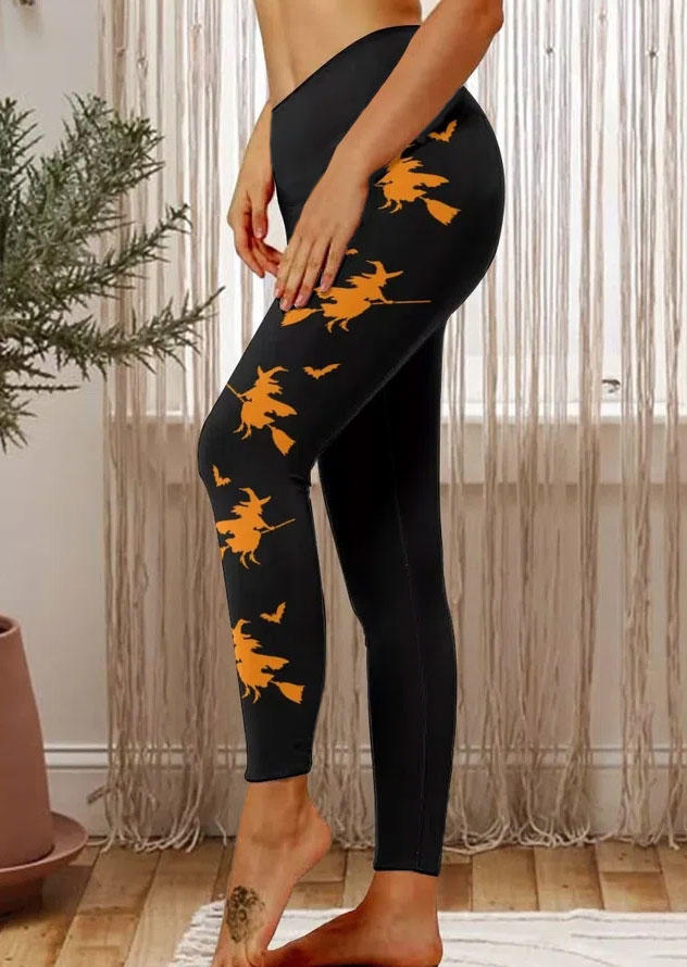 Leggings Halloween Why Yes Actually I Can Drive A Stick Witch Leggings in Black. Size: M,S