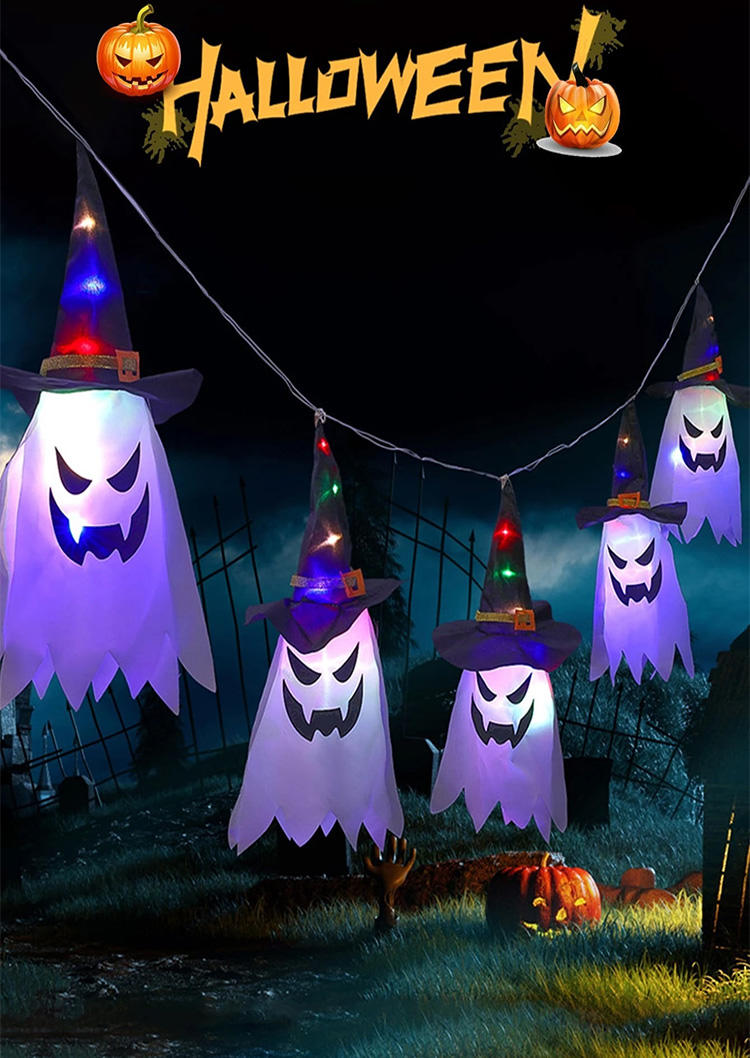 

5Pcs Halloween Pumpkin Face Ghost String Lights Ornament without Battery in Multicolor. Size