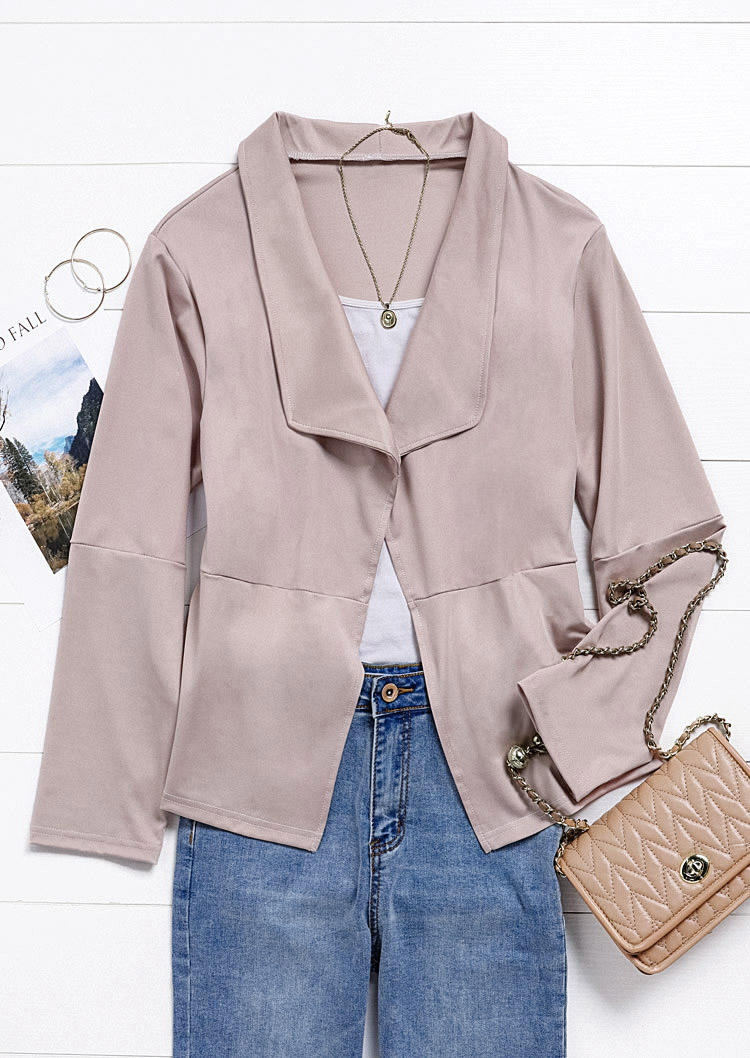 

Coats Long Sleeve Casual Blazer Coat in Apricot. Size