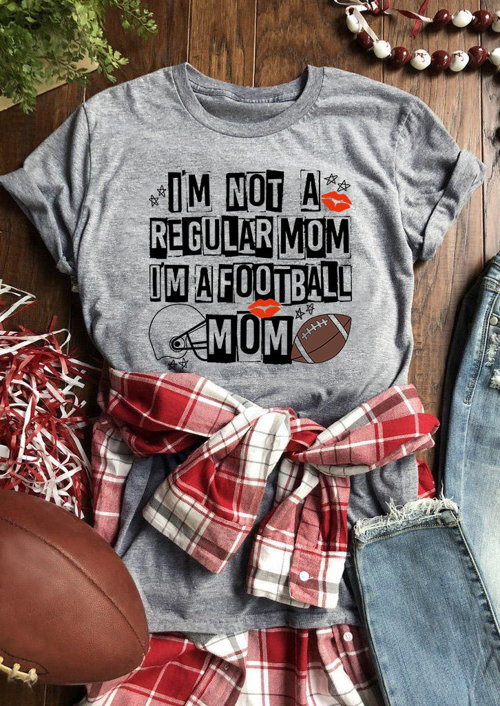 T-shirts Tees I'm Not A Regular Mom I'm A Football Mom T-Shirt Tee in Gray. Size: L,M,S,XL
