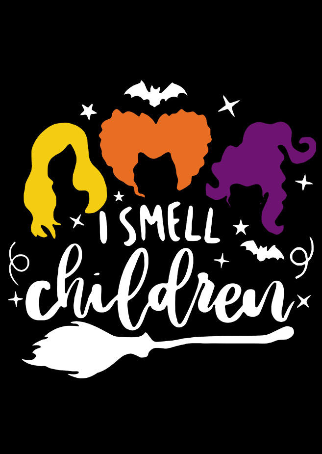 

Hoodies Halloween I Smell Children Long Sleeve Hoodie in Black. Size