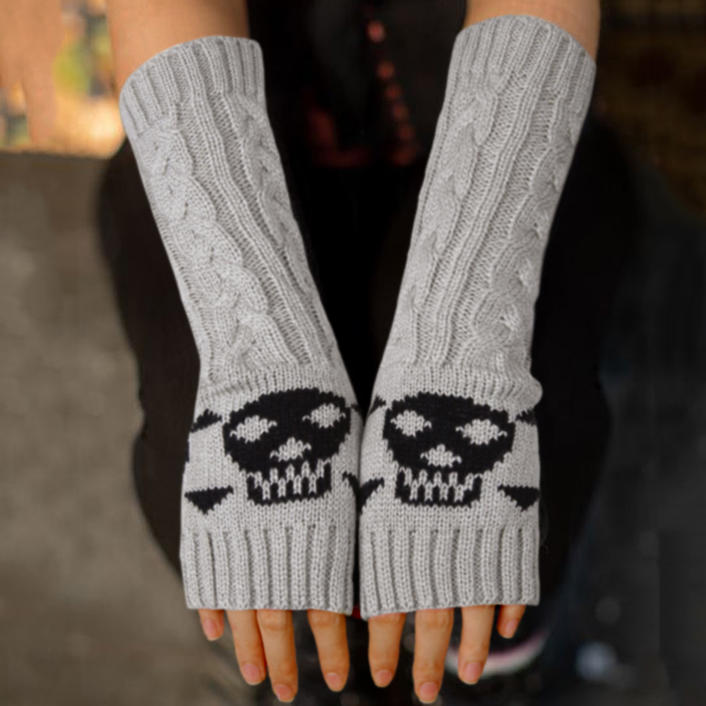 Halloween Skull Hollow Out Fingerless Gloves