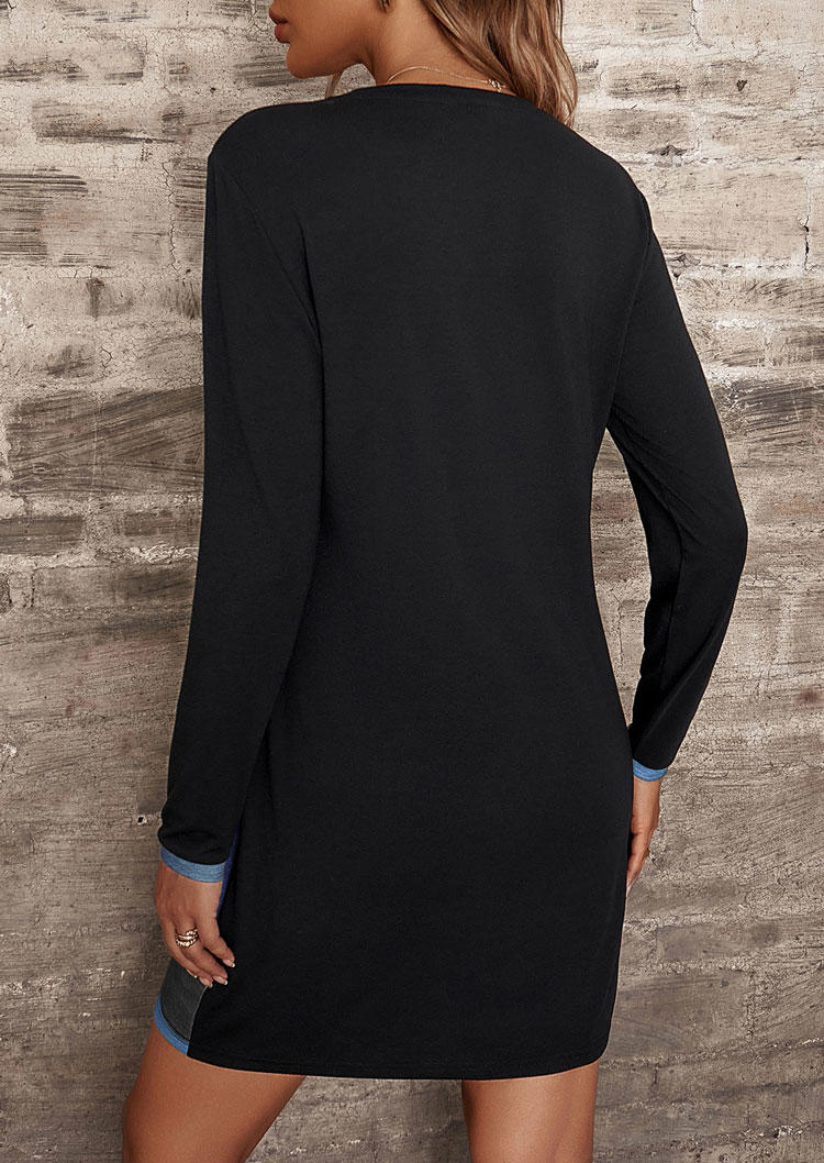 

Mini Dresses Color Block Button Long Sleeve Mini Dress in Multicolor. Size