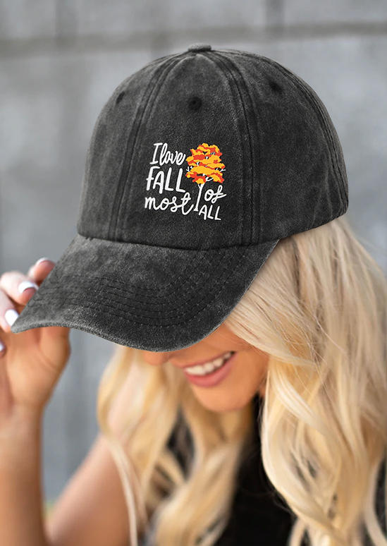 

Hats I Love Fall Most Of All Baseball Cap in Black. Size