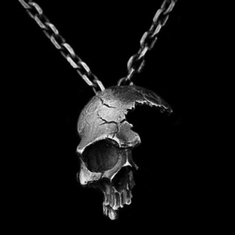 Halloween Half Skull Pendant Necklace