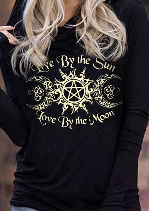 Hoodies Live By The Sun Love By The Moon Hoodie in Black. Size: S