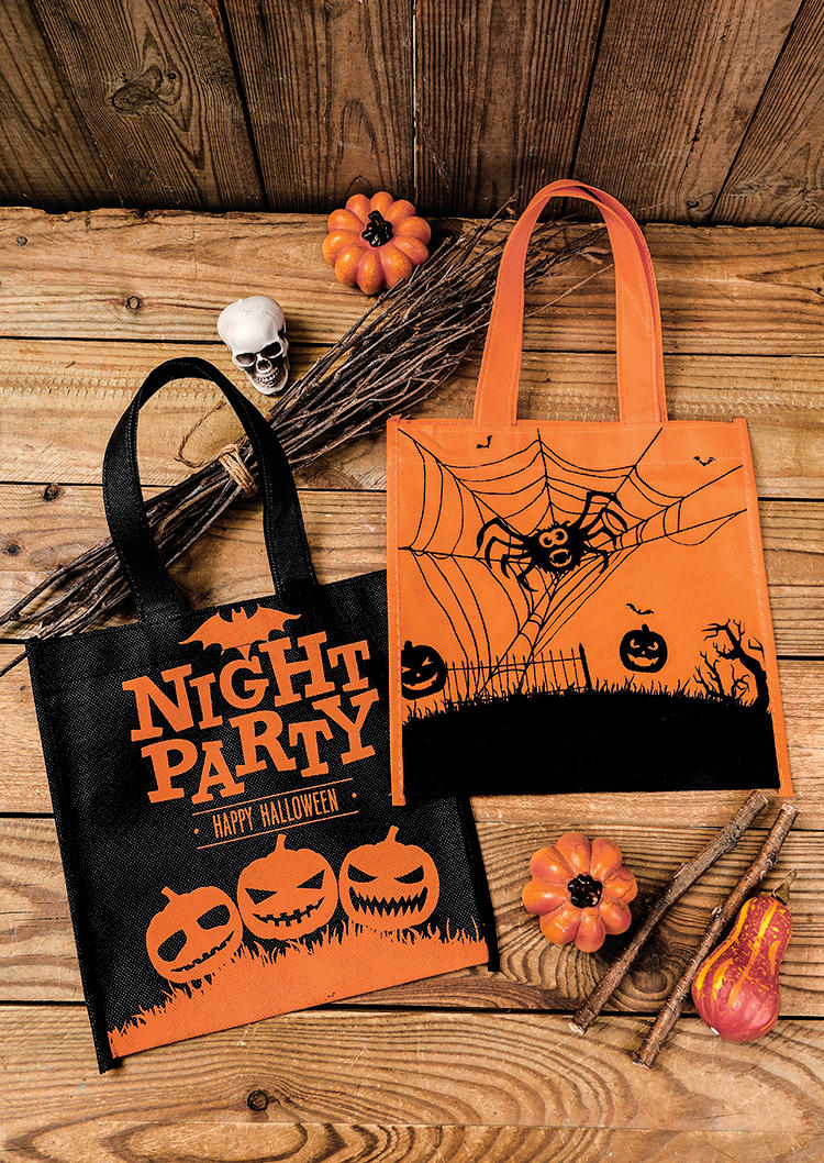 

Bags 4Pcs Happy Halloween Night Trick Or Treat Pumpkin Face Tote Bag in Multicolor. Size
