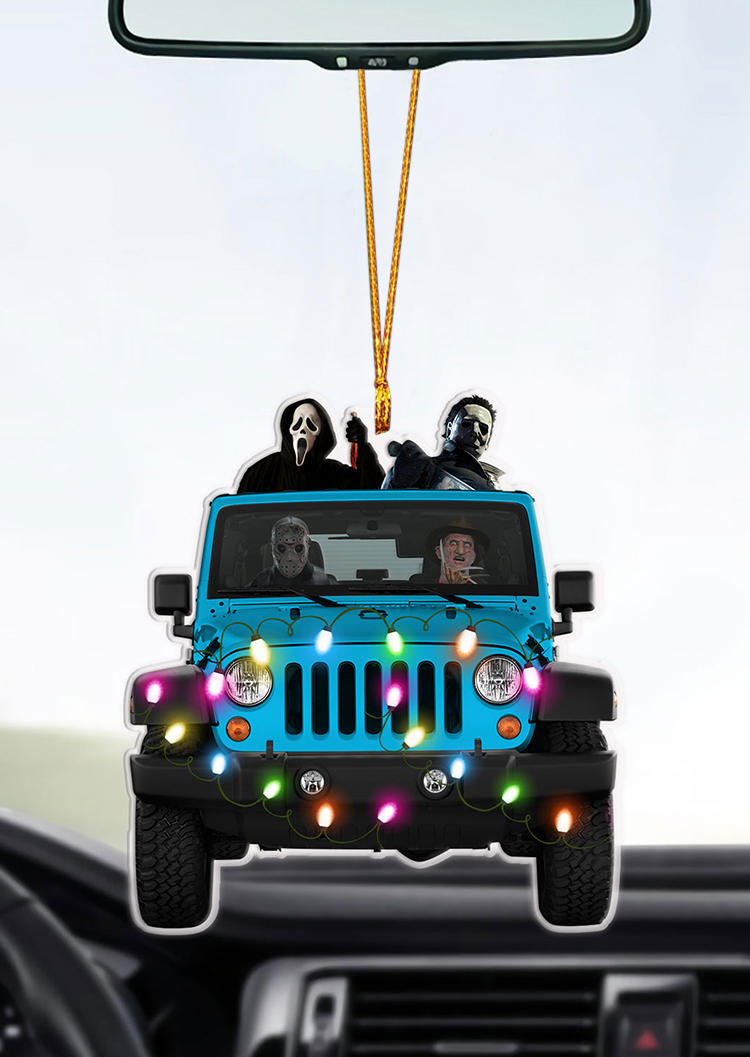 

Halloween Horror Movie Truck Ornament in Multicolor. Size