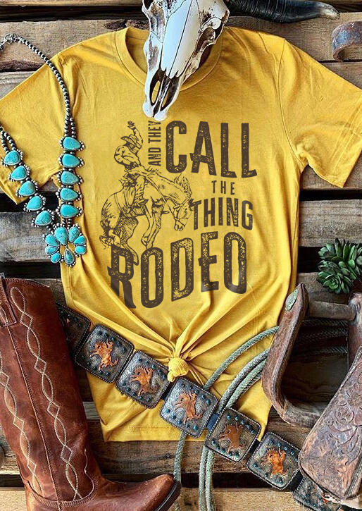 T-shirts Tees And They Call The Thing Rodeo O-Neck T-Shirt Tee in Yellow. Size: L,M