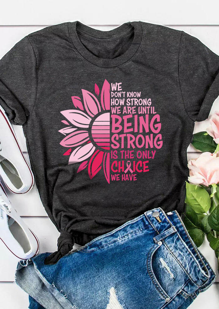 T-shirts Tees We Are Until Being Strong Breast Cancer Awareness T-Shirt Tee - Dark Grey in Gray. Size: L