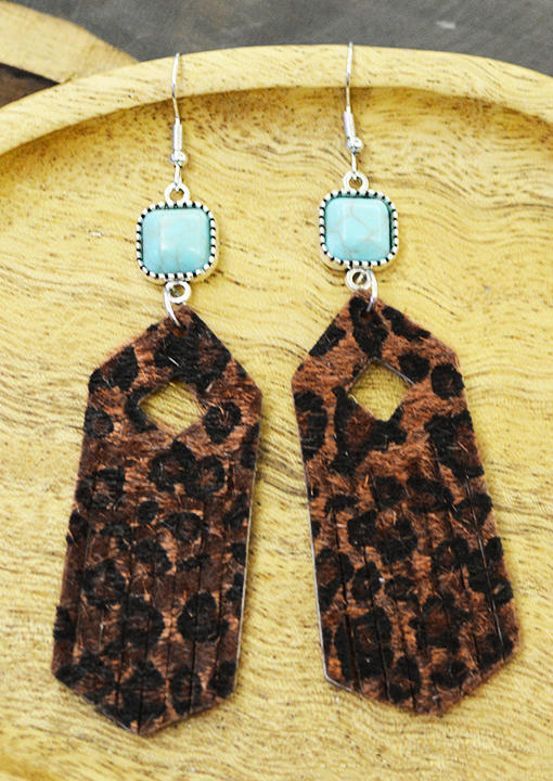 Earrings Leopard Turquoise Tassel Hollow Out Hook Earrings in Multicolor. Size: One Size