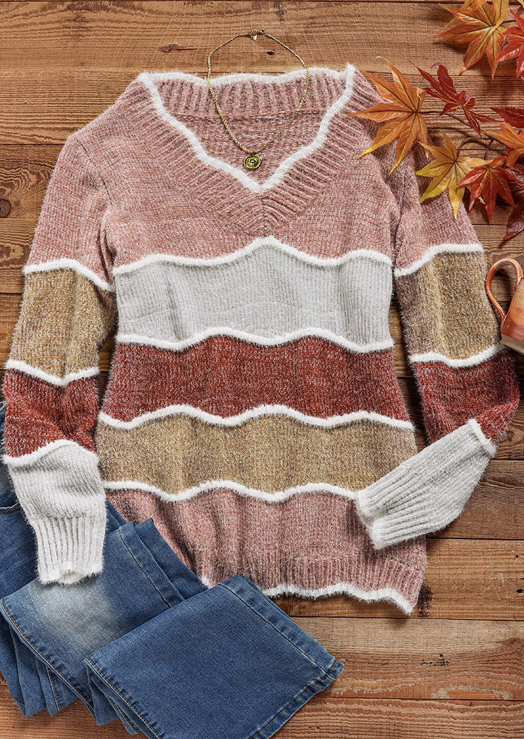 

Sweaters Color Block Long Sleeve Sweater in Multicolor. Size